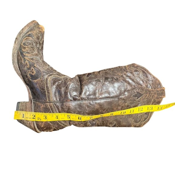 Corral Cowboy Boots Brown Exotic Goat Lizard Inlay Leather Pointed Snip Toe 8.5M - Picture 6 of 15